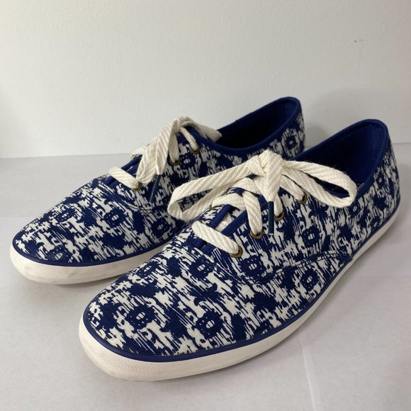 Keds Women's 9.5 Blue White Champion Ikat Oxford Tennis Shoes - Picture 2 of 9